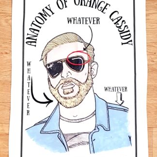 Anatomy of Orange Cassidy tea towel
